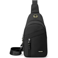 zhongningyifeng Crossbody Sling Backpack Small for Men Women Nylon Casual Shoulder Bag Lightweight Waterproof Chest Daypack Purse for Hiking Travel Outdoor, черный