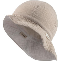 Sterntaler Reversible Sun Hat Plain Muslin - Girls Cotton Muslin Hat - Soft Baby Hat Lined with Cotton Muslin - Baby Sun Hat