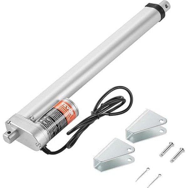 VEVOR 1500N Линейный привод DC 12V Линейный привод IP54 Электрический линейный двигатель 300 мм Длина хода Уровень шума ≤ 60 дБ Электрический открыват