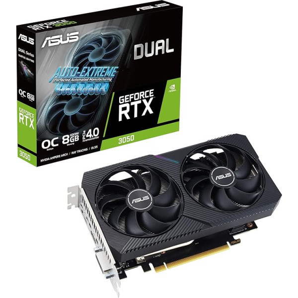Игровая видеокарта ASUS Dual GeForce RTX 3050 V2 OC Edition 8GB GDDR6 (Nvidia RTX3050 V2, PCIe 4.0, HDMI 2.1, DisplayPort 1.4a, DUAL-RTX3050-O8G-V2)