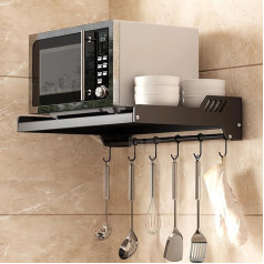 Настенная полка для микроволновой печи для кухни, настенный держатель для микроволновой печи из нержавеющей стали, черный держатель для м