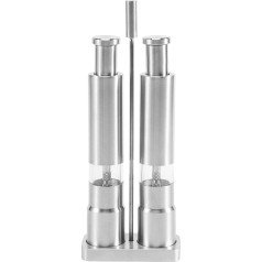 XIAOJUN Набор из 2 кофемолок и перечниц из нержавеющей стали с ручной кнопкой и стаканом из нержавеющей стали (Sliver)