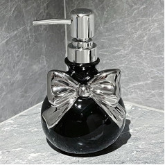 Hosoncovy Keramik-Flüssigseifenspender mit Pumpe, runder Pumpflaschenspender, nachfüllbarer Handwasch-Flüssiglotion-Glasspender für Badezimmer, Arbeitsplatte, Küche (schwarz)