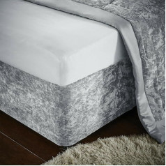 Мягкий матовый бархат Divan Bed Frame Deep Fitted Sheet Silver Grey Valance Frame Cover Fully Elastic Bed Skirt Single Double Super King (Grey, King)