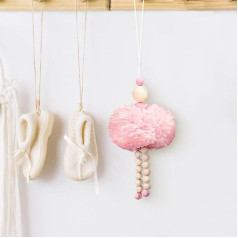 LuckyOpt Уютное Украшение Комнаты, Розовый Pom Pom Кукла Домашний Декор с Подвесной Веревкой, Симпатичные Спальня Подвесной Декор Для Стены, Окна,