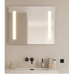 Квадратное зеркало Godhavn с подсветкой, светодиодное зеркало с сенсорным выключателем, 80 x 65 см, зеркало для ванной комнаты со светодиодной по