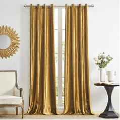 GIGIZAZA Золотые бархатные шторы 140 x 225 см (ширина x длина), гостиная люверсы Grommet Blackout теплоизолированные блэкаут оконные шторы для спальни 2 пан