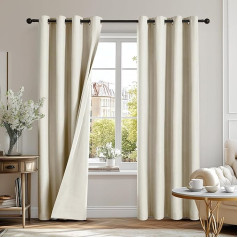 Deconovo 100% непрозрачные термошторы с люверсами для спальни, 245 x 140 см (высота x ширина), светло-бежевый, комплект из 2 штук