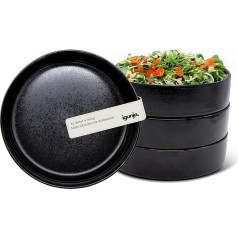 igunja Миска для макарон Размер XL Премиум Каменная посуда Набор [4 Шт. Большой 1 л Объем] 100% Ручная работа Большая Зерновая Миска Рамен Миска Сму