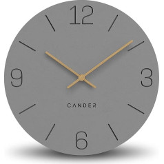 Cander Berlin MNU 2630 H Настенные часы из МДФ бесшумные без тикающих звуков 30 см аналоговые Гостиная Современный Винтаж Серый Деревянные стрелки