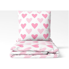 Постельное белье с сердечками 135 x 200 см Фланель, фланель, мотив сердечек в розовом цвете, зимнее постельное белье, 1x наволочка 80 x 80 см + подод