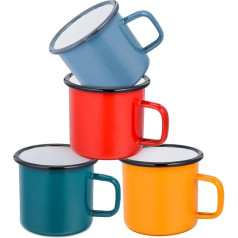 HaWare Набор из 4 красных желтых синих зеленых эмалевых чашек для питья идеально подходит для дома/офиса/путешествий/кемпинга Многоразовые и 