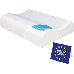 Premium Gel Memory Foam Side Sleeper Pillow Gel Cooling Pillow with Cover, Neck Pillow, Neck Support Pillow, Orthopaedic Pillow for Side Sleepers, Back Sleepers, 60 x 40 x 14/12 cm