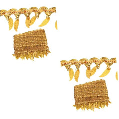 Lurrose 2 Stück Blatt Pailletten Spitzenband Für Kleidung Breite Borte Hochzeitsauto Band Jute Strassband Quaste Hochzeitstischdekoration Bindfadenband Tür Lametta Vorhang