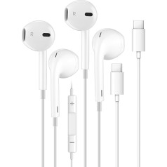 Наушники USB C, 2 упаковки наушников USB Type C для iPhone 15, HiFi стерео шумоподавление с микрофоном и регулятором громкости для iPhone 15 Pro, iPad Pro, Galaxy S23/Ultra