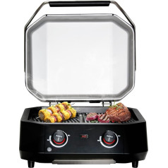 cozze - Усовершенствованный двухзонный электрический гриль - 2100 Вт Косвенное приготовление Цифровой термометр Нержавеющая сталь Черный