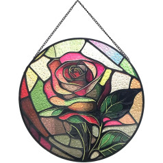 Висячие витражи Suncatcher Роза Висячие витражи для окна 20 см Suncatcher Садовые подвески Рождество День матери День святого Валентина Орнаменты Фе