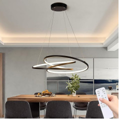 Eoodis Modern Pendant Light Dining Table Pendant Lamp Dimmable Pendant Light with Remote Control Hanging Light for Kitchen, Dining Room, Living Room (40 W Black)