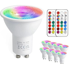 Светодиодная лампа GU10, меняющая цвет, 5 Вт, диммируемая 12-цветная светодиодная лампа с пультом дистанционного управления, теплый белый 3000 K 