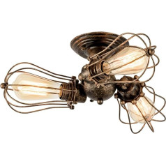 Винтажный Потолочный Светильник Промышленная Люстра Регулируемая Розетка Металлическая Проволока Клетка Половина Ракушки Крепление Рус