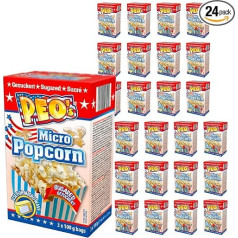 Попкорн для микроволновой печи Peo's - засахаренный - Value Pack of 72, 24 коробки по 3 x 100 г, сладости попкорна для карнавала, вечеринки, перекуса в кино