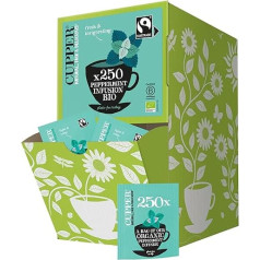 Органический мятный чай Cupper | Мятный чай | Травяной чай | Мята | 250 небеленых чайных пакетиков | Большая упаковка | Идеально для офиса | Экологи