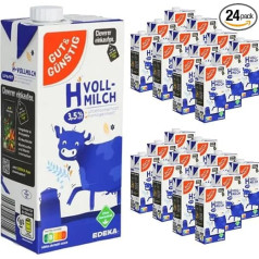 Молоко Good & Cheap Low Fat H Milk 3,5% Жирное молоко длительного хранения, 1 литр, упаковка из 24 штук с Pufai Grocery