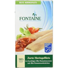 Fontaine Нежное филе сельди в фруктовых органических томатных сливках с кусочками органических помидоров, 200 г.