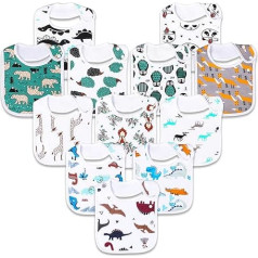 Glattol 12 Pack Baby Bibs Super Soft and Absorbent 100% Organic Cotton Baby Bandana Drool Bibs Set for Boys and Girls Newborn Plain 3-24 Months