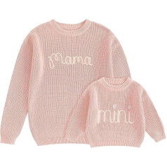 Мама и я семья письмо вышивка с длинным рукавом экипаж шеи трикотаж осень зима теплый топ