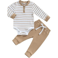 JiAmy Baby Мальчики Одежда С Длинным Рукавом Полосатый Боди Костюм Ромпер + Брюки Экипировка Набор Новорожденных Мягкий Хлопок Детская Одежда 0