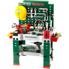 Theo Klein 8485 Bosch Верстак №1, 150 деталей, включая аккумуляторную отвертку, строительный набор, шлифовальную машинку и многое другое, шуруповерт н