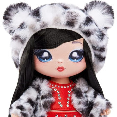 Na Na Na Surprise Cosy Series - Leona White - Snow Leopard Fashion Doll Made of Soft Plush Black Hair Hat Outfit Fluffy Pendant Bag - Great Gift for Children from 5 Years 119364EUC