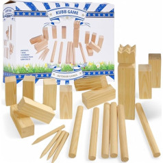 MIJOMA Kubb Game - деревянные шахматы викингов - игра для метания на открытом воздухе в саду и парке - стратегия и мастерство - идеально подходит для