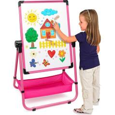Детский мольберт Двухсторонняя железная доска для рисования мелом 360° вращающаяся 29,5-44 дюйма регулируемая высота стоящая складная доска д