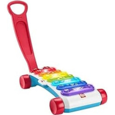 Fisher-Price Светящийся гигантский ксилофон - электронный игровой музыкальный инструмент для потягивания с песнями с обучающим содержанием для