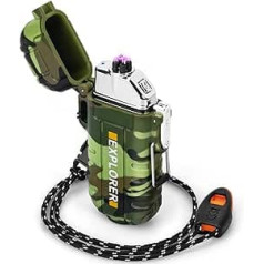 Waterproof & Windproof Electric Lighter for Outdoor Survival Equipment, Professional Type-C Rechargeable Lighter, Dual Arc Lighter Kits for Camping Hiking Survival Equipment