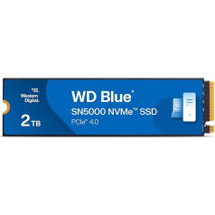 Внутренний твердотельный накопитель WD Blue SN5000 NVMe SSD 2 ТБ (скорость до 5150 МБ/с/4850 МБ/с чтение/запись, 900 ТБВт, Western Digital nCache 4.0, Acronis True Image для Western Dig