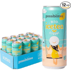 Possibilitea Organic Iced Tea Lemon (12 банок по 330 мл) - со вкусом лимона, органический, веганский, негазированный и климатически нейтральный - Iced Tea - Organic - Cold T