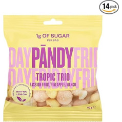 PÄNDY Tropic Trio Low Carb Sweets - полезные сладости - маракуйя, всего 1 г сахара и 85 калорий, 14 × 50 г - жевательные мишки без сахара