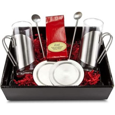 Подарочный набор Römer Präsente Tea Enjoyment - 7 предметов - 2 чайных стакана, 2 подставки, 2 ложки с соломинкой и 1 вишневый чай (50 г)