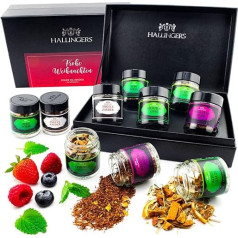 Hallingers Merry Christmas Red Christmas - Рождественский подарочный набор из 5 видов чая с коробкой, веганский, подарок на Рождество в завинчивающихся банках
