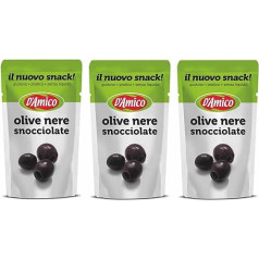 D'Amico Il Nuovo Snack Olive Nere Snocciolate Черные оливки без косточек без жидкости 75 г упаковка из 3 штук