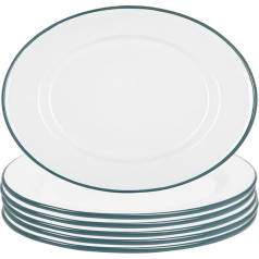 Argon Tableware 6 x Белые эмалированные сервировочные тарелки, 30,5 см x 22,5 см, зеленые, вечеринка ужин закуски буфет еда сэндвич дисплей лоток тарелк