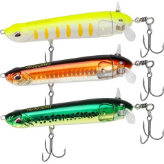 TRUSCEND Top Water Fishing Lure with BKK Hook, Multifunctional Plopper Fishing Lure for Bass Catfish Pike Perch, Pencil Lure, Topwater Bass Lure with Propeller Tail, Fishing Gifts for Men