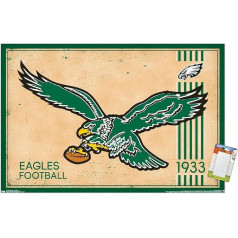 Trends International NFL Philadelphia Eagles - Retro Logo 14 Wall Poster 14.75 x 22.5 Inch Premium Poster & Mount Bundle