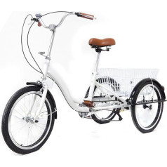 Fetcoi 20-дюймовый взрослый трехколесный велосипед с корзинами для покупок, 1 передача, 3 колеса, высота велосипеда, регулируемый трехколесный 