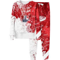 Комплект женского свитшота, свитер и брюки для бега, свитшот Костюм с кровавым ужасом Tracksuit 2 Piece Round Neck Sweatsuit Set Casual Loose Loungewear Stylish Festive Activewear Jogg