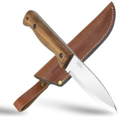 BPS Knives B1 CSH - Нож для бушкрафта с кожаными ножнами - Кемпинговый нож - Нож из углеродистой стали с непрерывным лезвием - Нож для хранения ручно