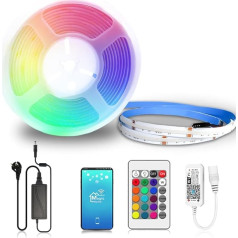 Arotelicht COB RGBW LED Strip WiFi 24 V 5 m Kit LED Strip RGBW + W LED Strip LED Light Strip 784 LEDs/M RGB + Warm White with Smart WLAN Remote Control, Compatible with Alexa, Google Home, Decoration